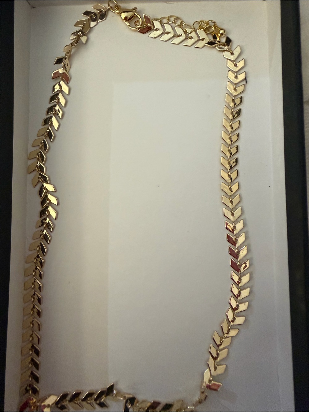 Gold Chevron Link Necklace - Women's Jewelry